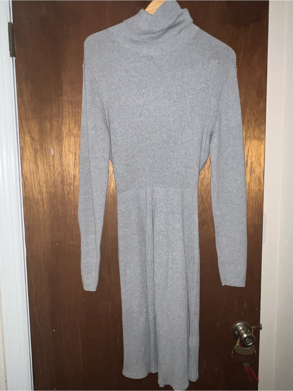 GAP Light Gray Ribbed Turtleneck Long-Sleeve Dress